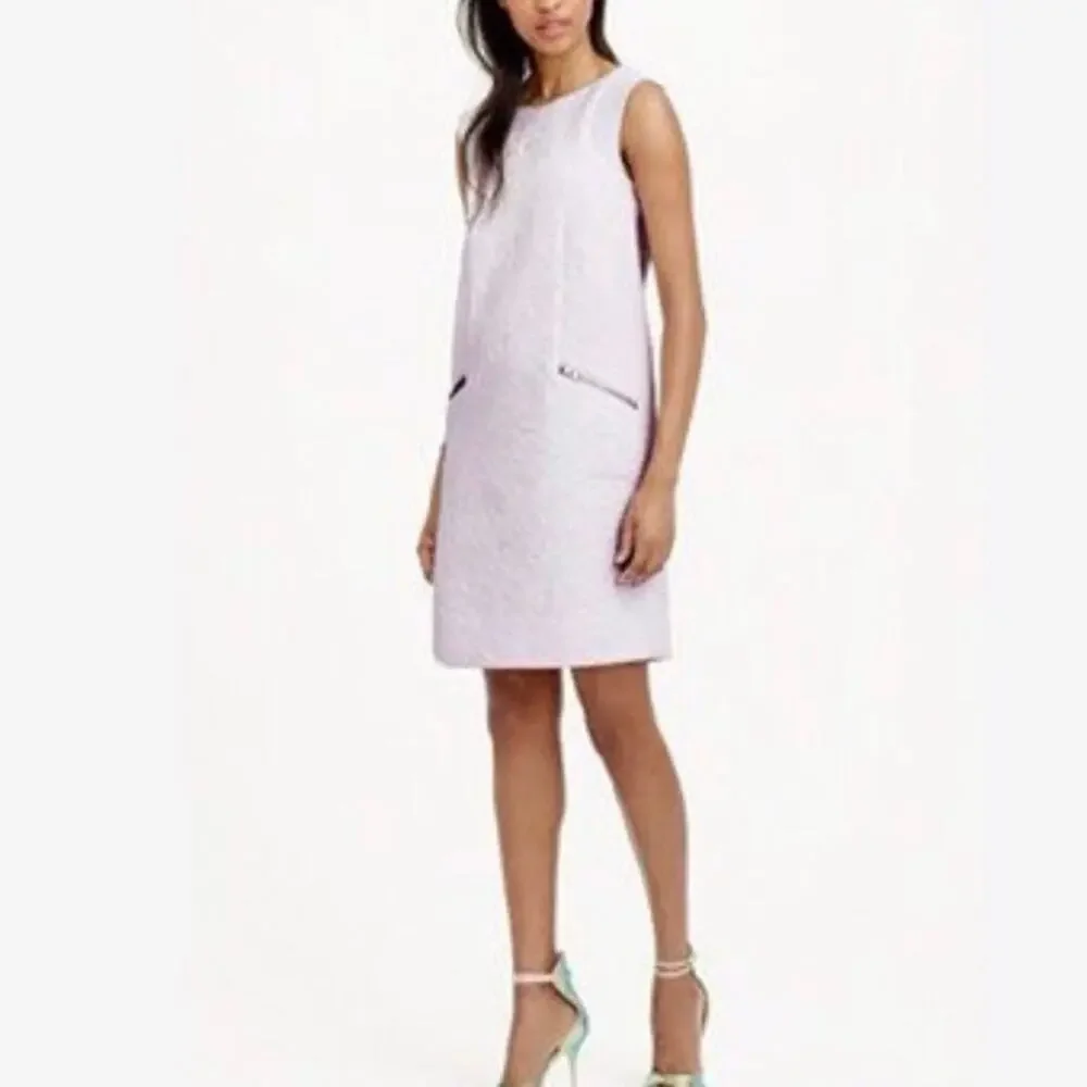 J.Crew Shift Dress Women’s XS Lilac Textured Sleeveless Zipper Pocket Career